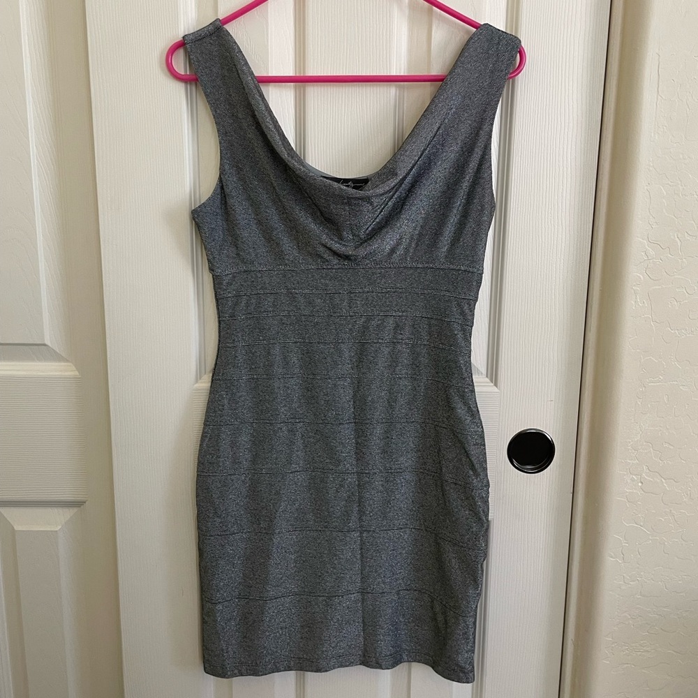 Silver sleeveless bodycon dress